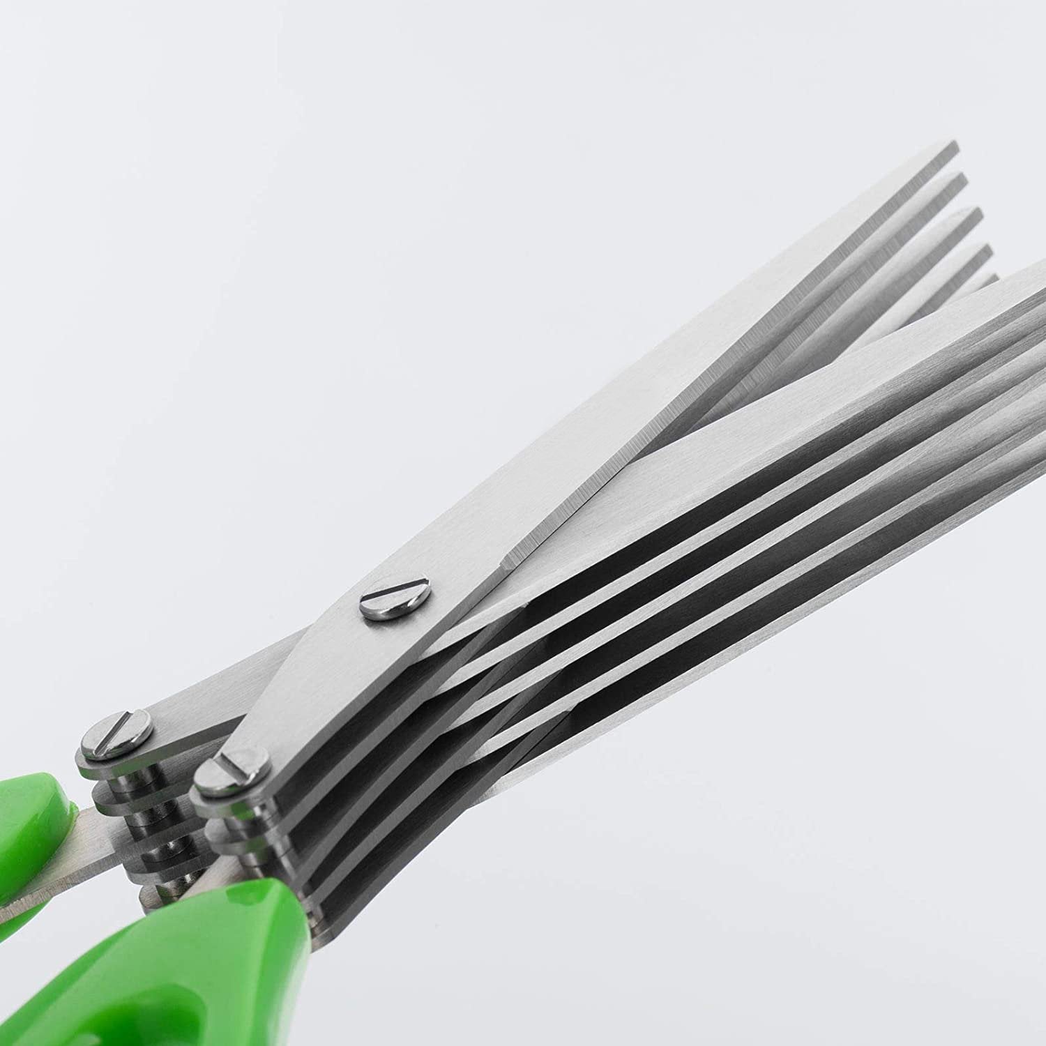Kitchen herb scissors with five sharp stainless steel blades