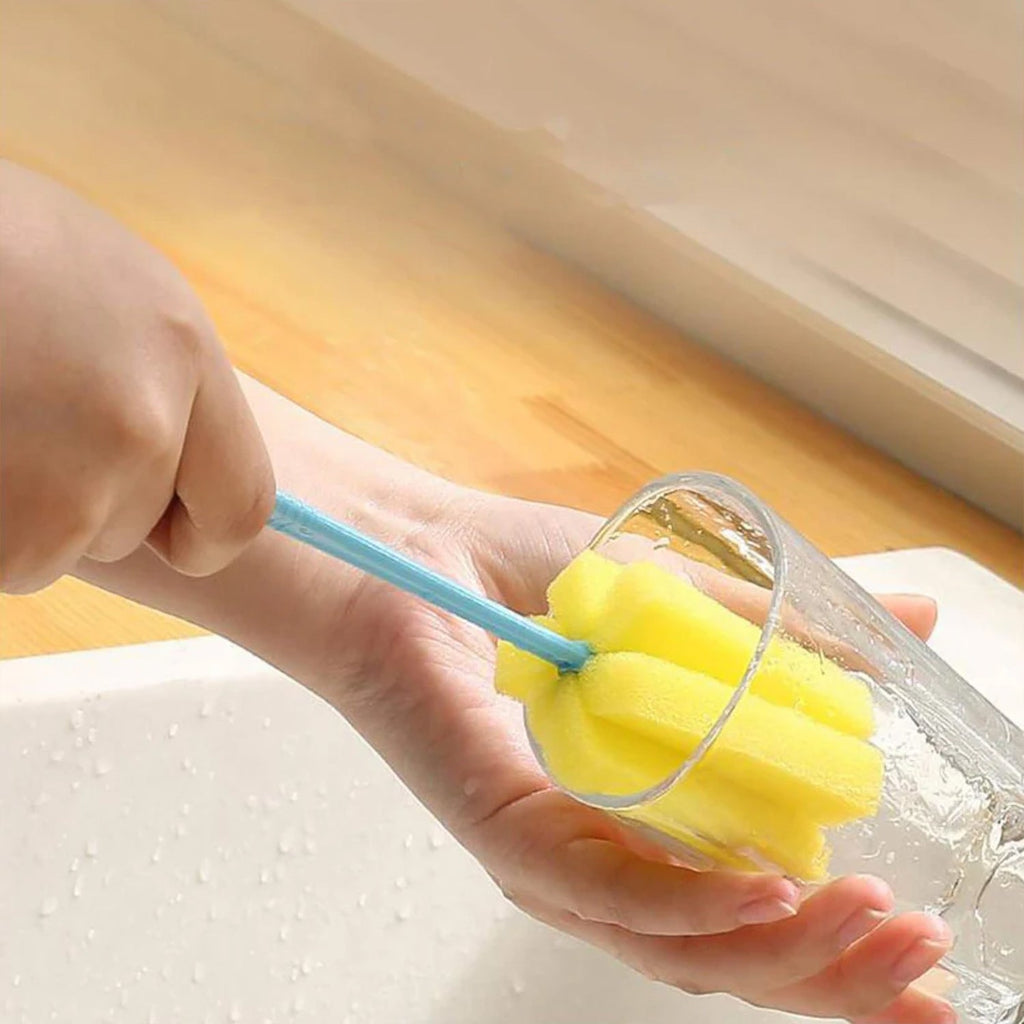 20cm sponge head kitchen cleaning brush for cups and bottles.