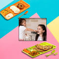 4-Compartment Plate set with spoon and fork for organized meals.