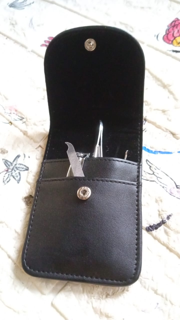 A full display of the professional Nail Care Kit's multiple high-quality tools.