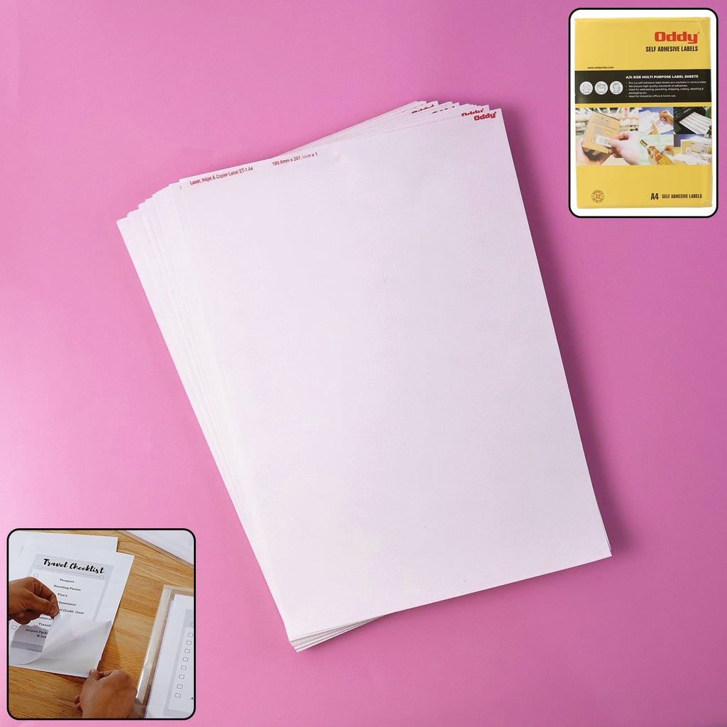 Pack of 100 Oddy A4 full-sheet self-adhesive labels for high-volume printing