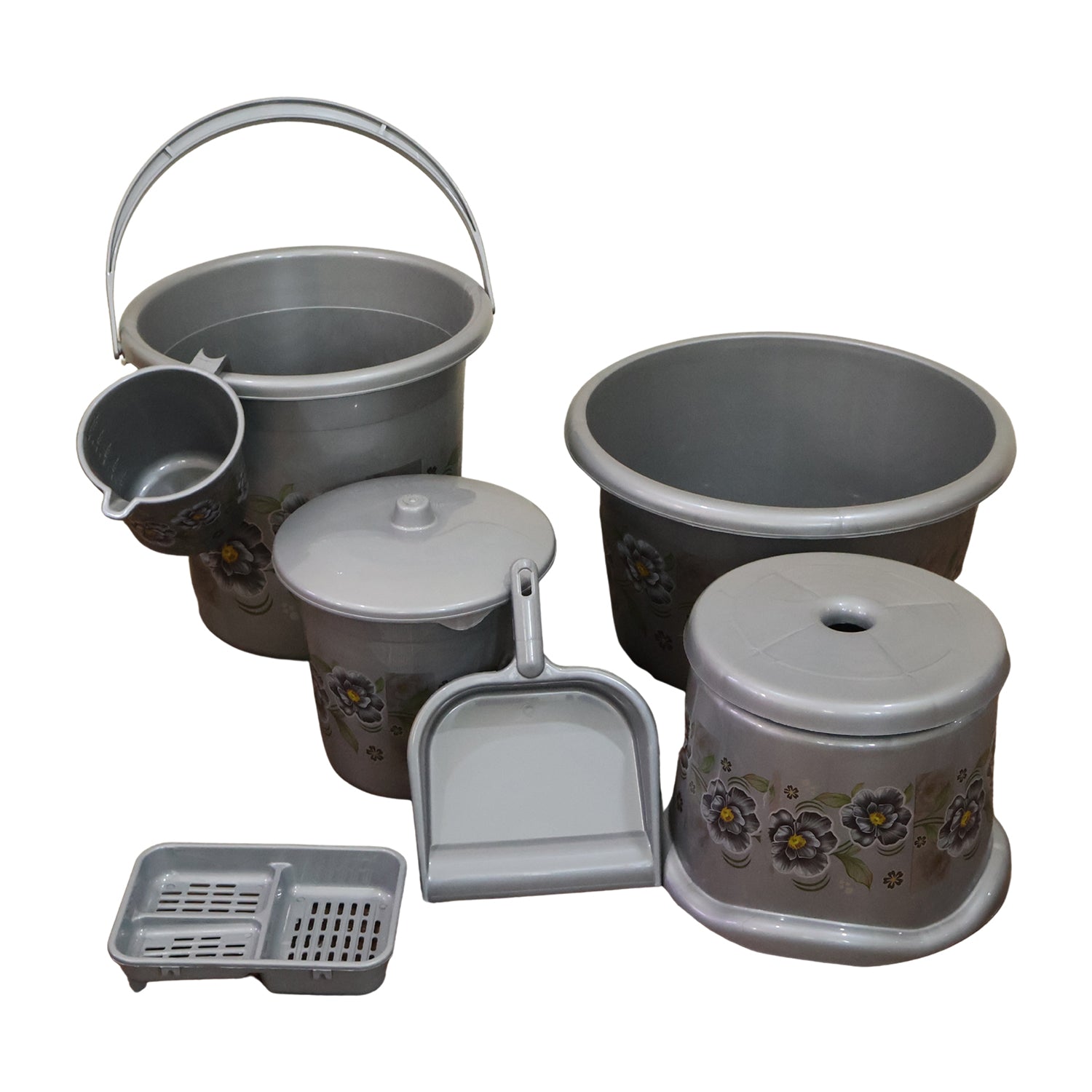 7-Piece Bathroom Set – Durable Plastic Organiser | VelvetBubbles