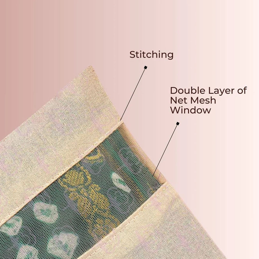 Compact pouch with zip closure for saree storage