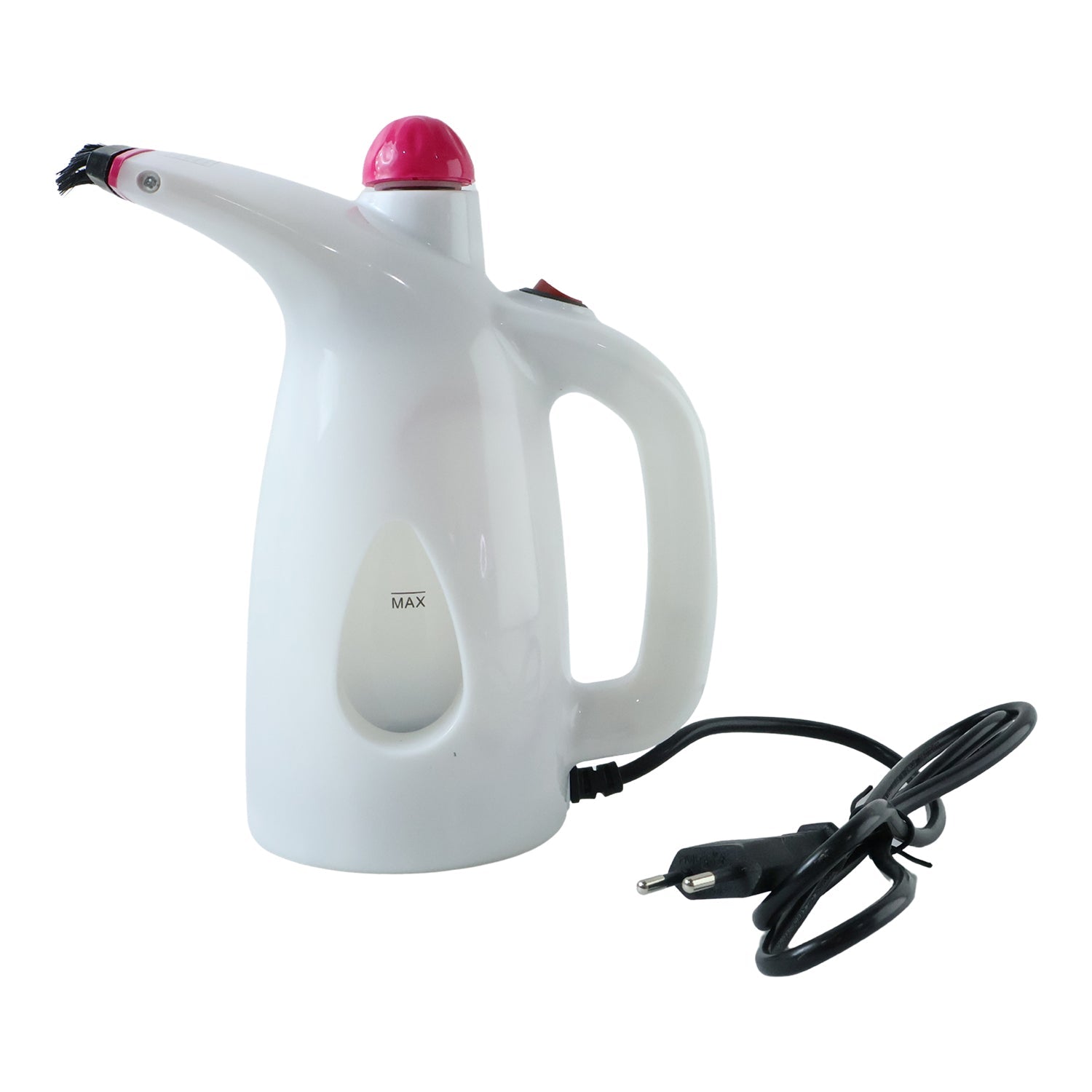 Clothing steamer in stylish white design with ergonomic handle