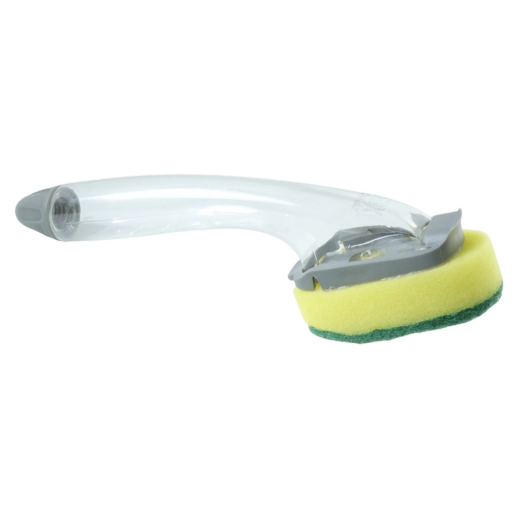 Kitchen cleaning scrub brush with soap dispenser