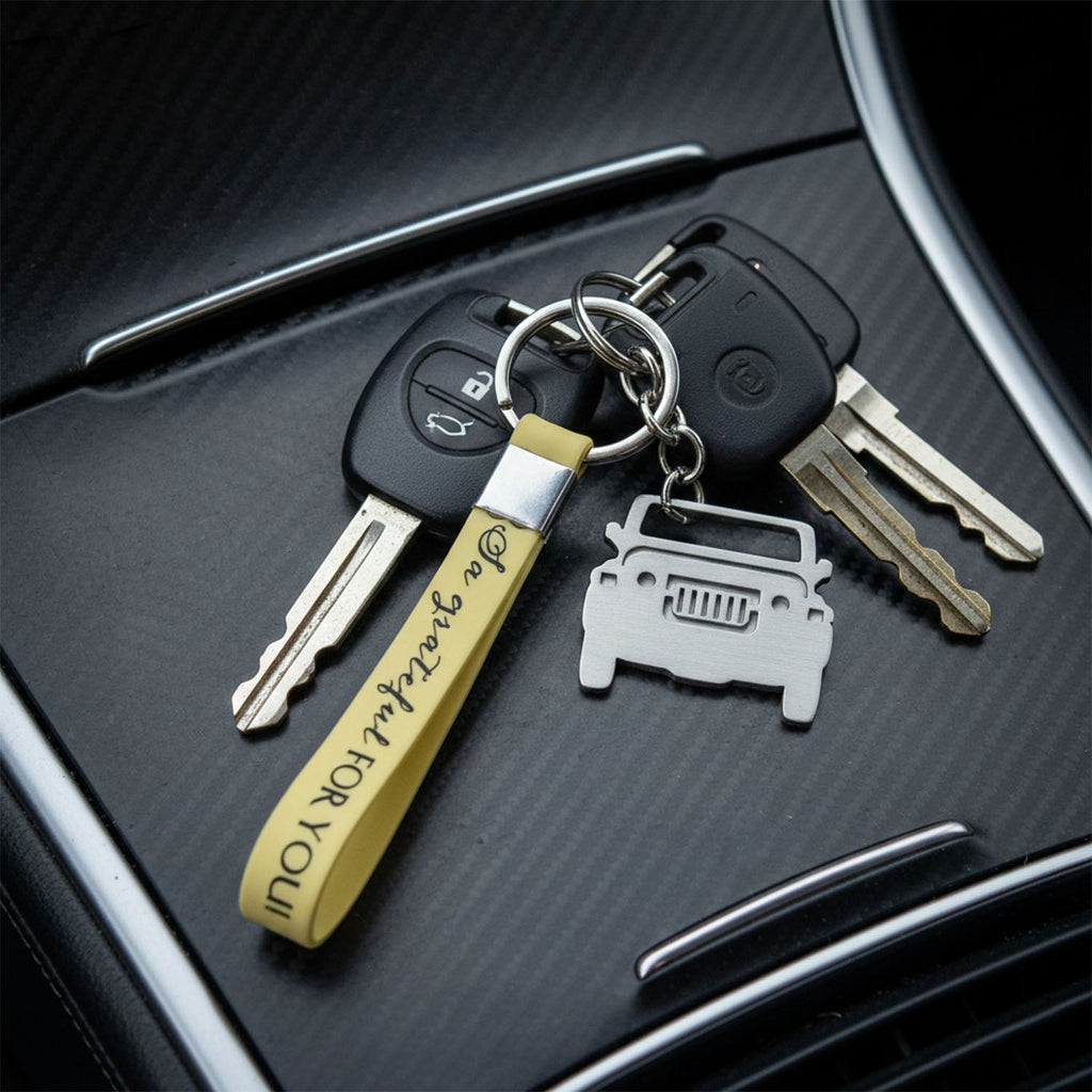 Jeep charm keychain set displayed against a white background
