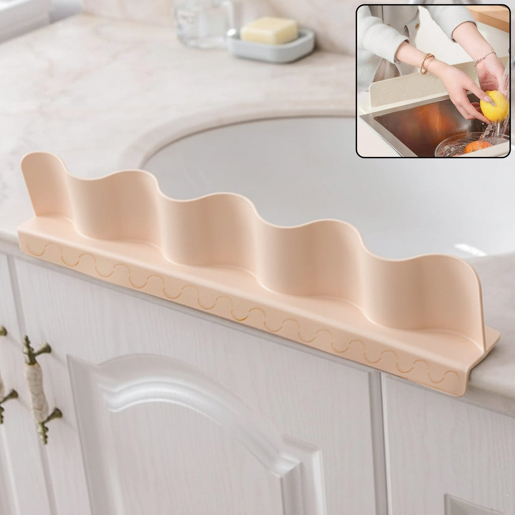Flexible Kitchen Sink Splash Guard installed to prevent water splashes