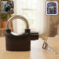 Security Alarm Padlock with its shackle open, showcasing the robust metallic body.