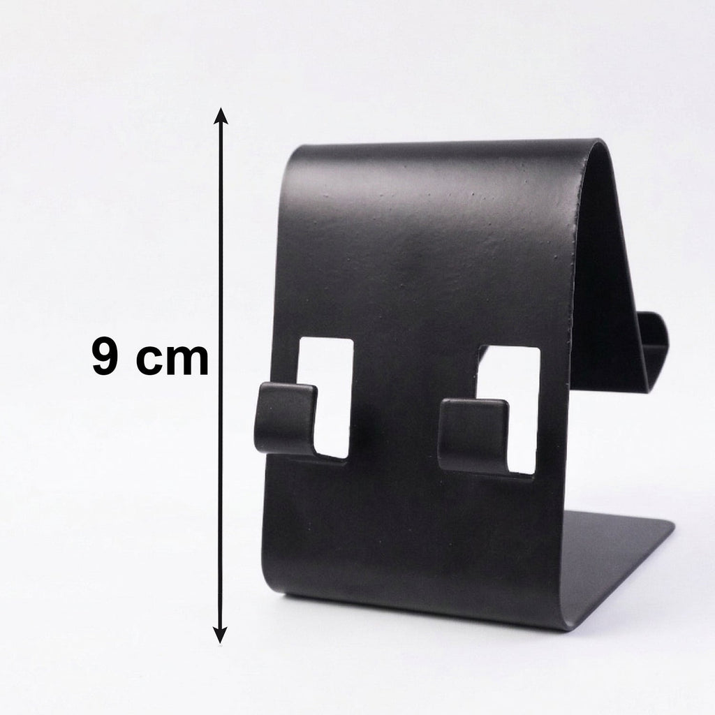 Fully collapsed black foldable metal mobile stand