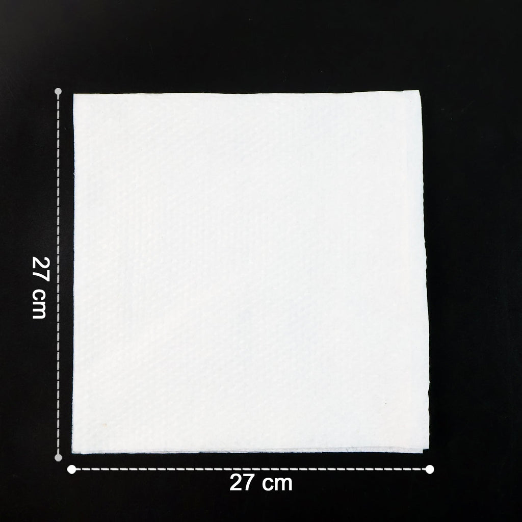 Multicolor tissue paper elegantly folded and used as a disposable table napkin.