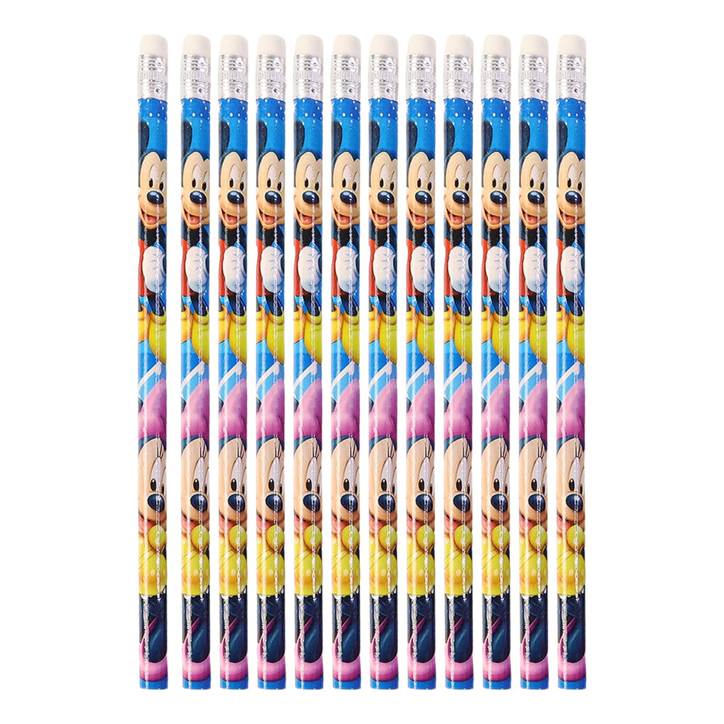 Durable wooden cartoon pencil with smooth graphite writing core and eraser tip