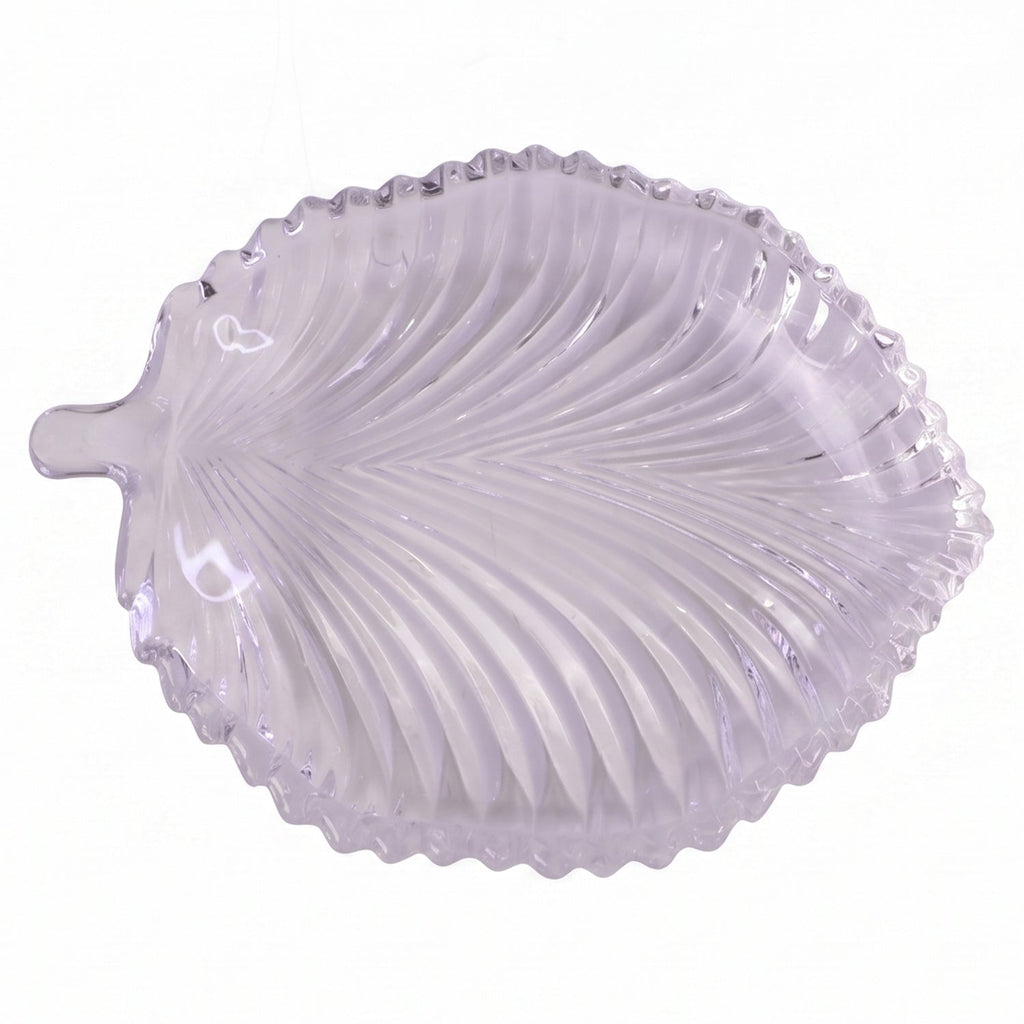 Elegant glass serving tray with leaf motif for festive tables