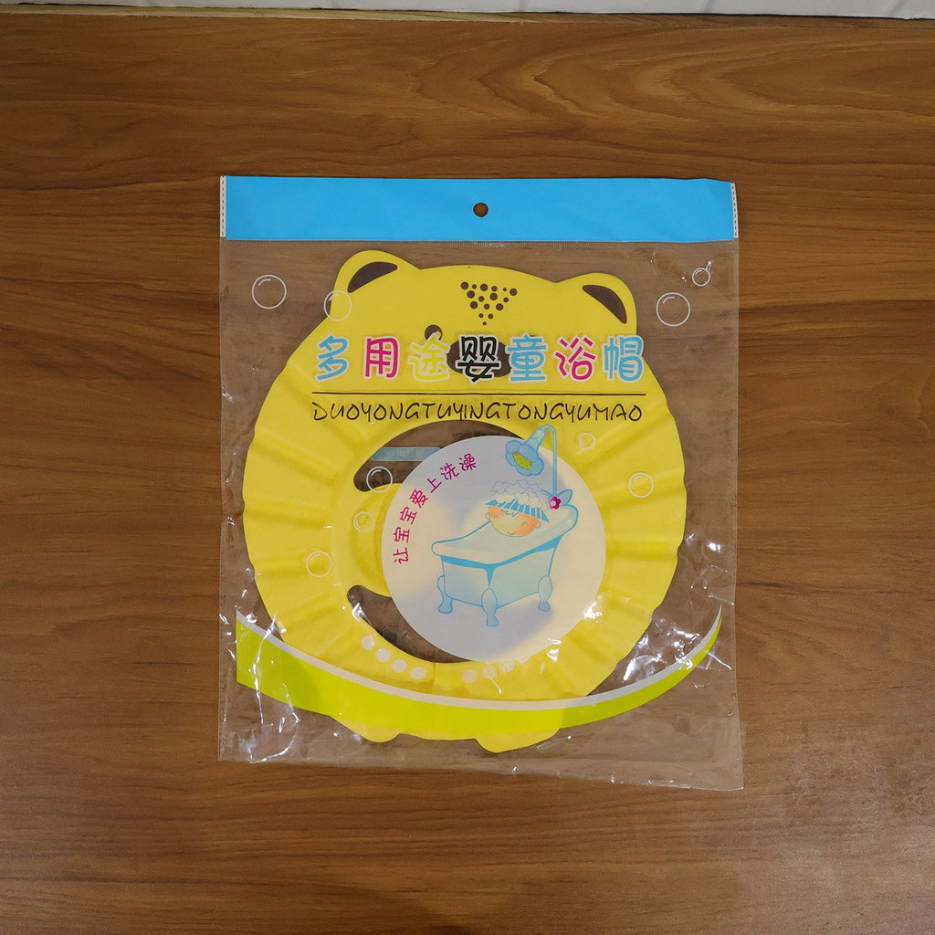 Detail of the adjustable baby shower cap, ensuring a comfortable and secure fit for tear-free bath time.