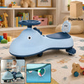 Kids swing car ride on toy with music, blue shark design magic twist car (1 pc)