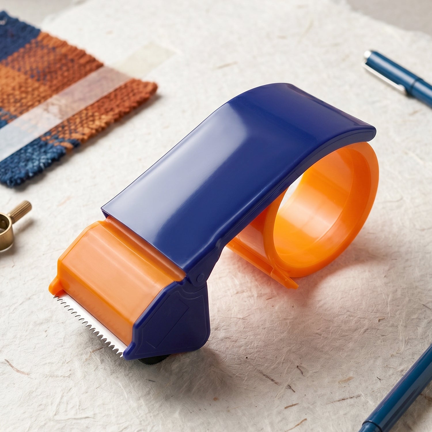 Tape roll cutter with sharp blade for quick cuts