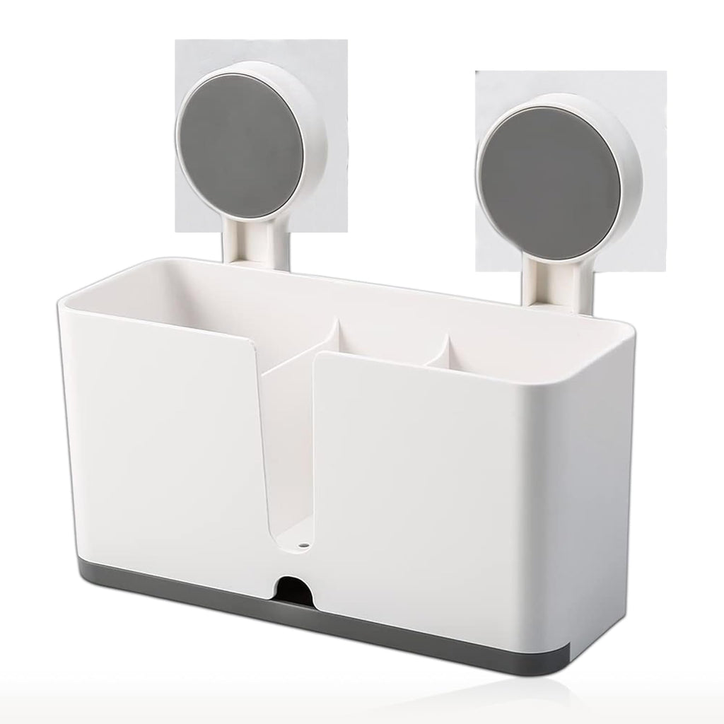 Storage bin set for toothbrush organization in bathroom with adhesive mount