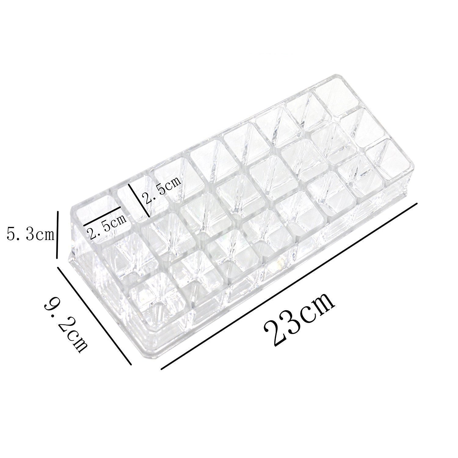 Acrylic lipstick and cosmetic organizer, demonstrating its ability to keep a vanity tidy and well-arranged.