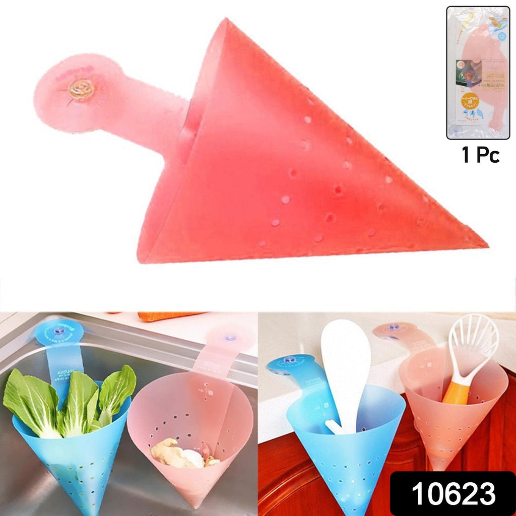 Triangular hanging filter basket designed for kitchen sink corner