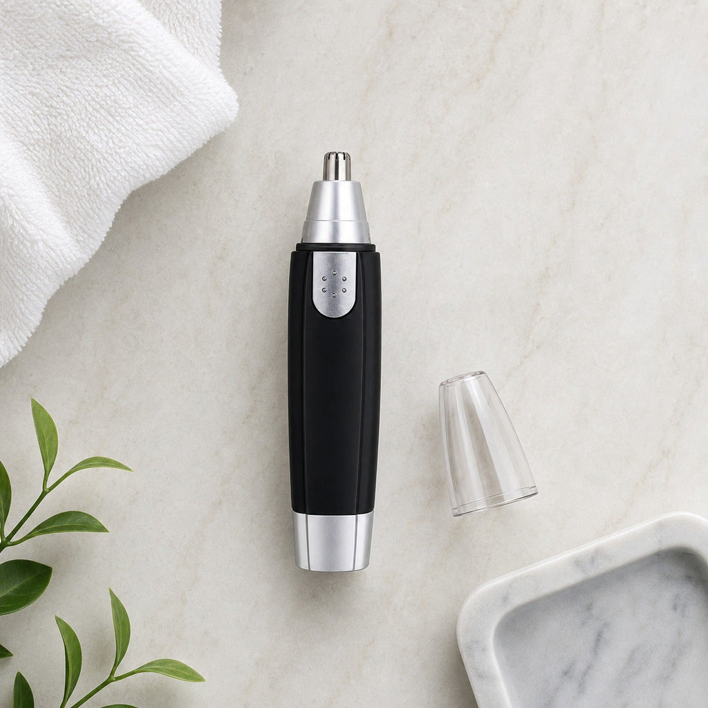 Detailed close-up image of the ear and nose hair trimmer's cutting head.