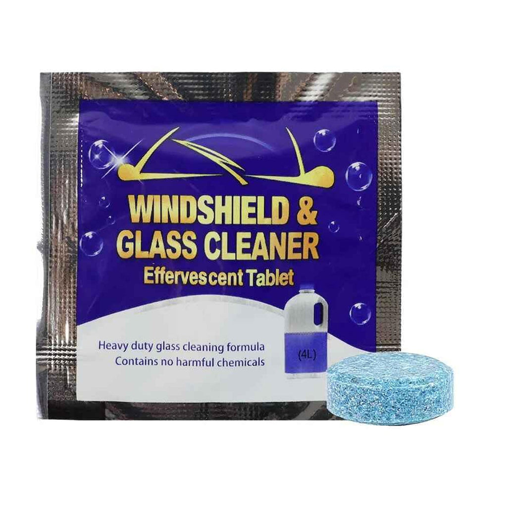 Effervescent cleaning tablet for car windshield visibility