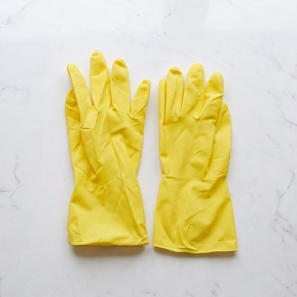 Waterproof household gloves in bright yellow