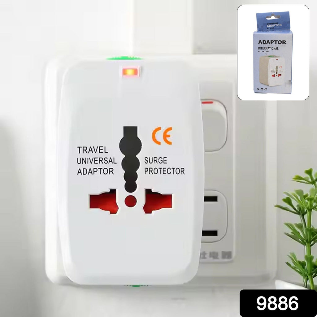 Universal travel adapter plugged into multiple devices for simultaneous charging