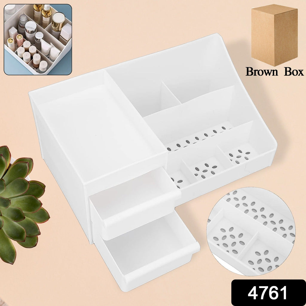 Multi compartment desktop cosmetic organizer box in white by Organivo