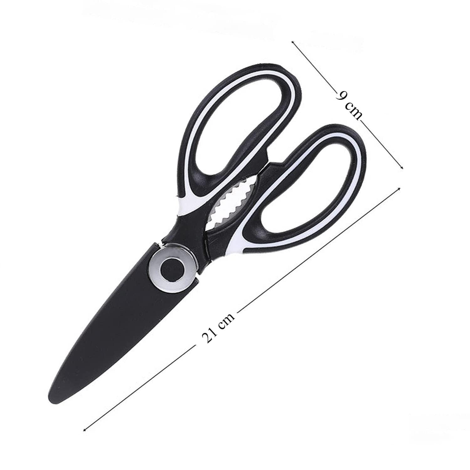 Diagram illustrating the dimensions and size of the Multi-Function Kitchen Scissor.
