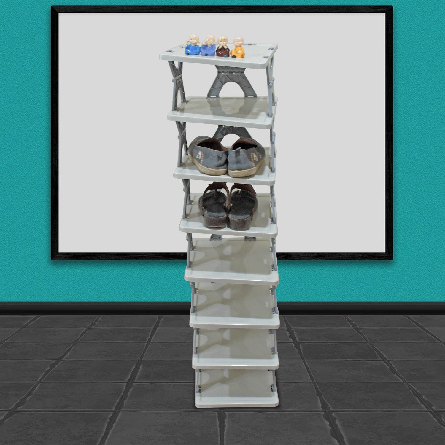 Organivo foldable shoe stand, showcasing its modern design and sturdy build.