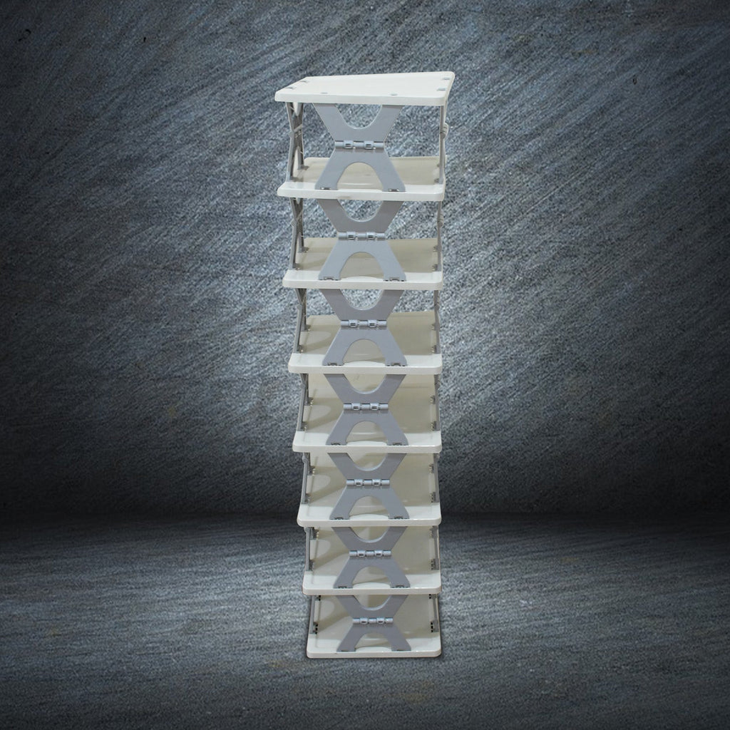 Entryway organizer: an 8-layer foldable shoe rack for neat and accessible shoes.
