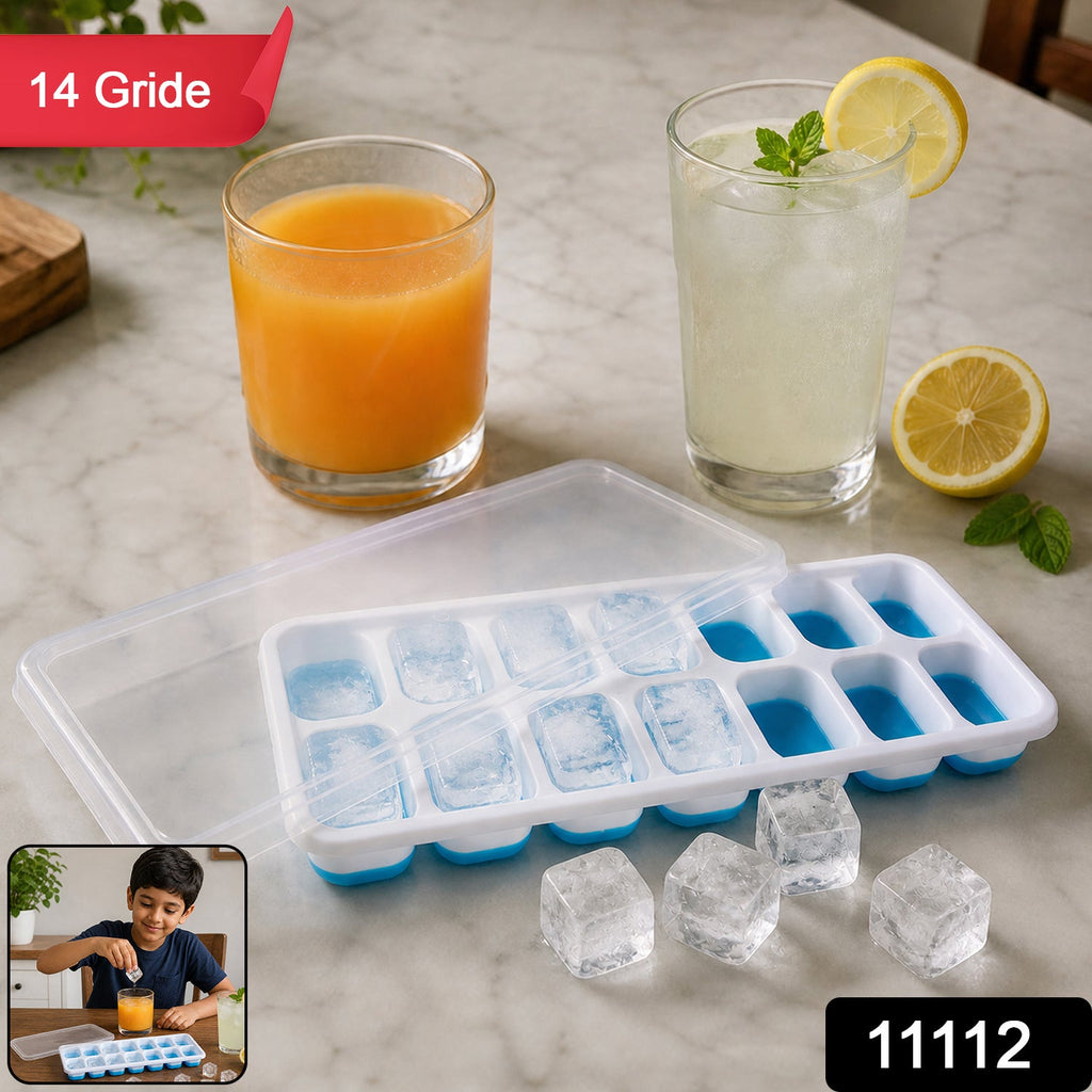 Ice cube tray filled with water, ready for freezing in the freezer