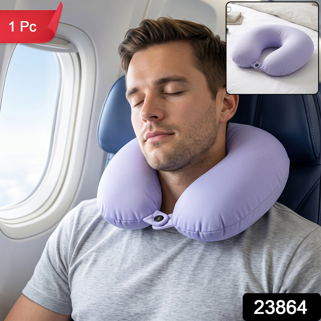 Soft travel neck pillow with snap button closure for a secure fit
