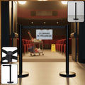 Heavy duty retractable belt crowd control pole with sturdy base for queue management