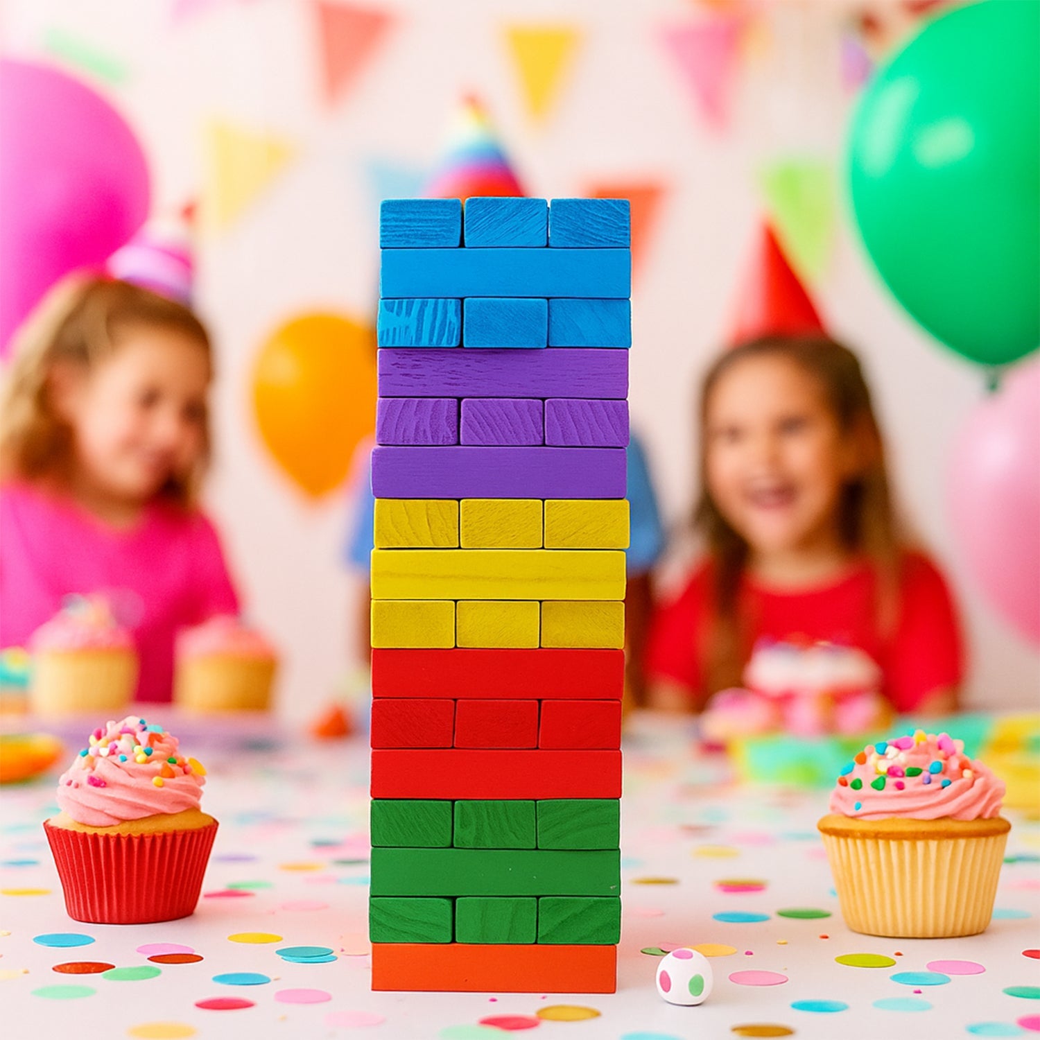 Close-up of smooth wooden stack blocks