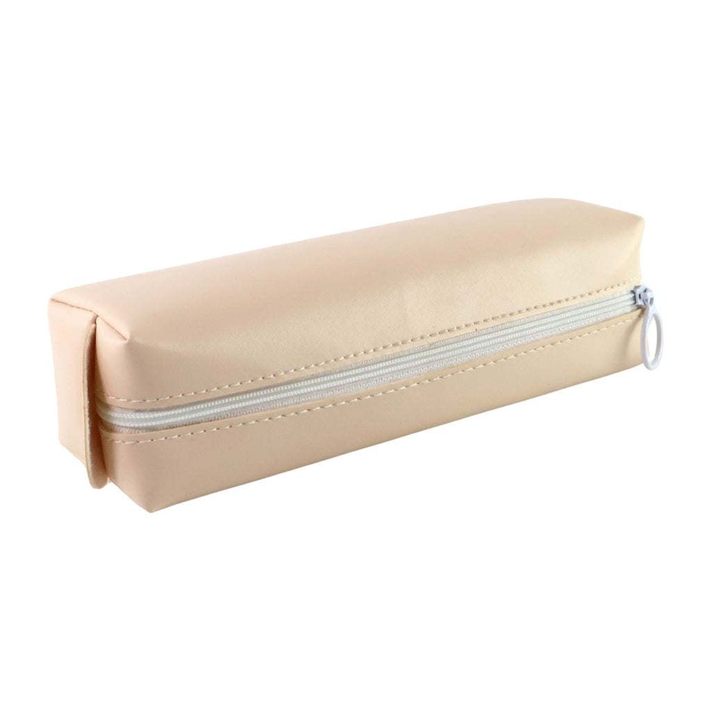 Top view of a slim PU leather pouch, highlighting its elegant texture and design.